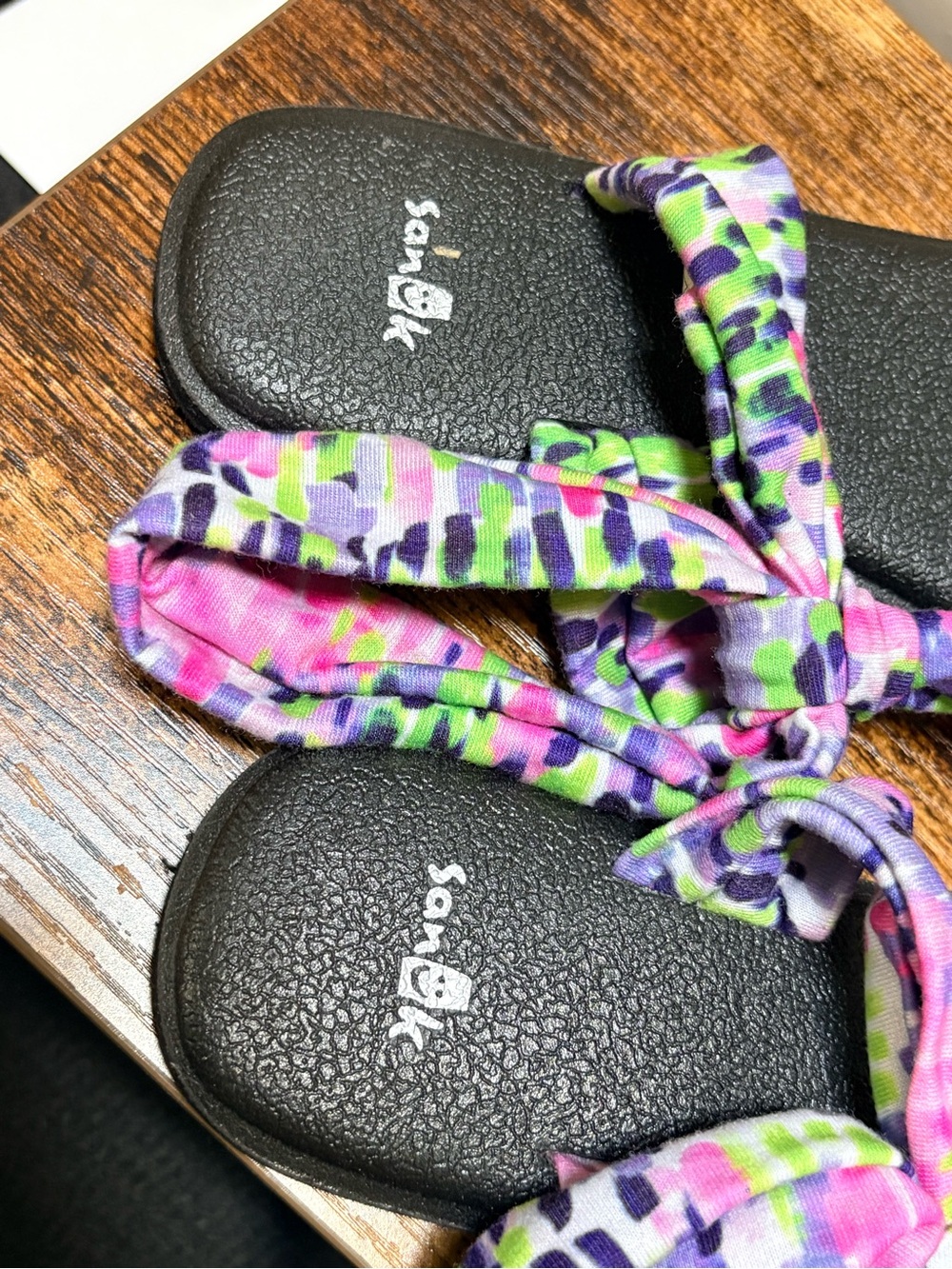 Sanuk | Yoga Sling Colorful "Ella" Print Slip-On Sandals - 8, Pink/Purple/Lime - Picture 8 of 8